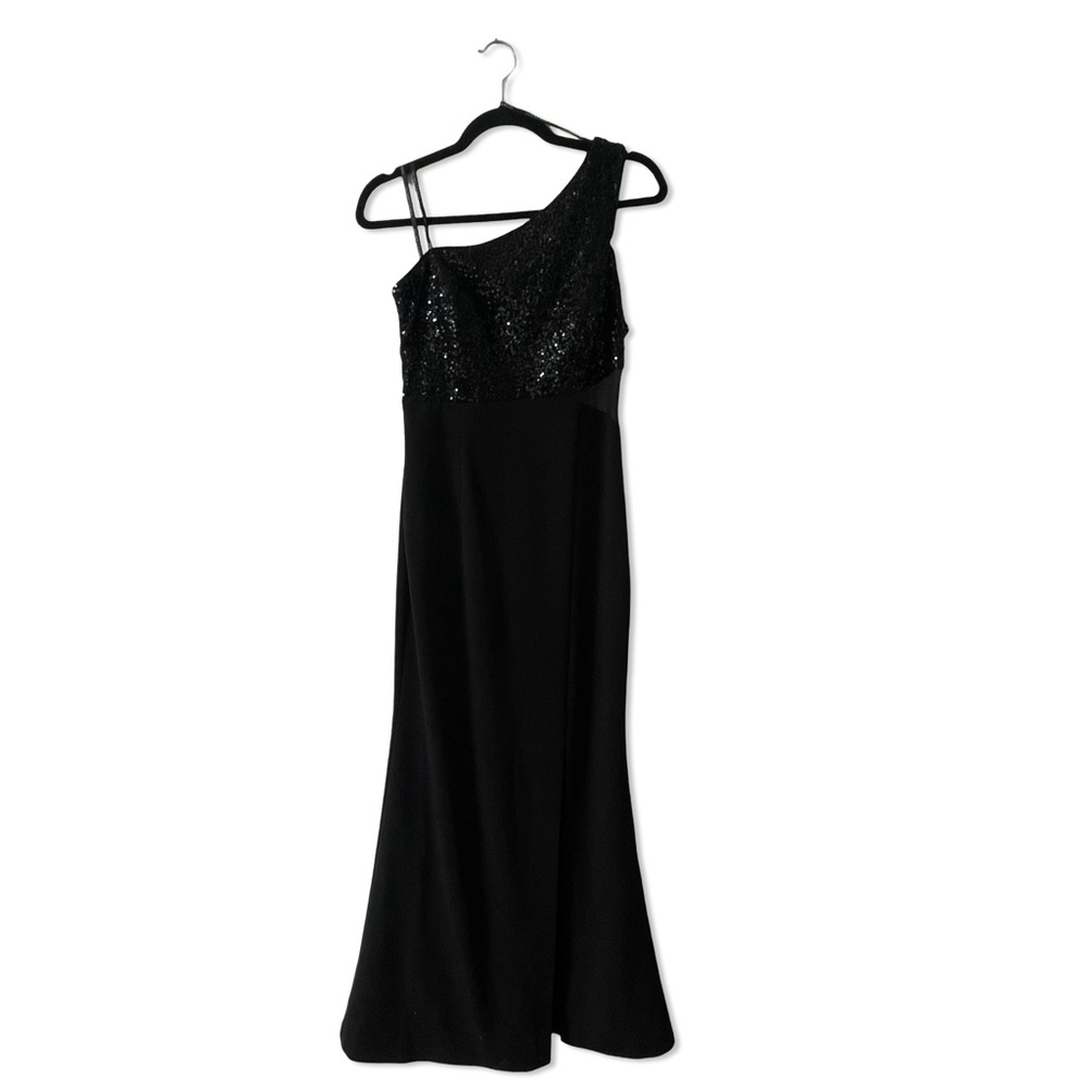 Black Sequin One Shoulder Gown Dress
